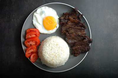 Directly above shot of breakfast served on table