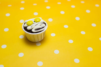 High angle view of dessert on table