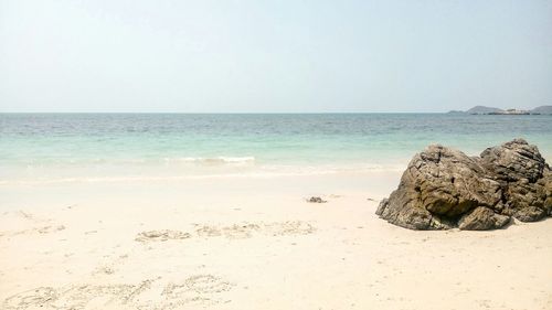 Scenic view of sea against clear sky