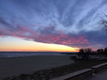 Scenic view of sea at sunset