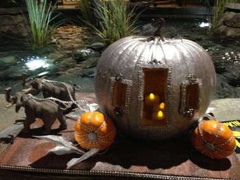 Close-up of illuminated pumpkin