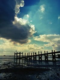 Scenic view of sea against cloudy sky