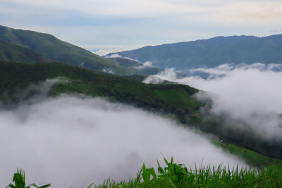 Scenic view of mountains against sky