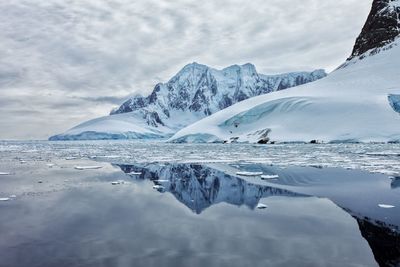 Scenic view of frozen lake against sky