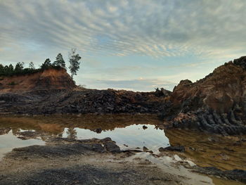 Scenic view of rock formations against sky