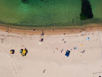 High angle view of people on beach