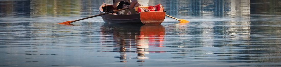 High angle view of boat in lake