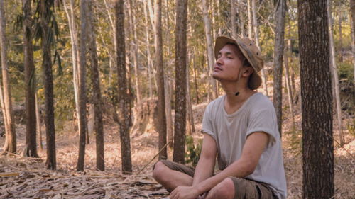 Mid adult man in forest