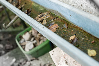 Close-up of metal container