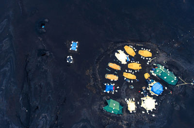 High angle view of illuminated beach