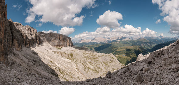 Panoramic view of rocky mountains against sky