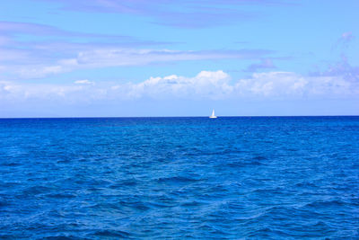 Scenic view of blue sea against sky