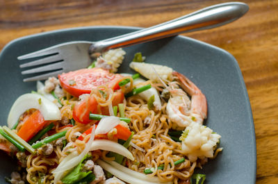 Close-up of salad in plate on table