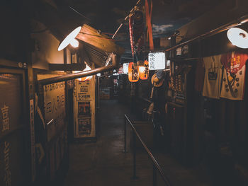 Illuminated lanterns hanging at night