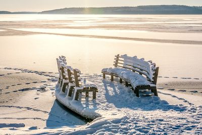 Scenic view of sea during winter