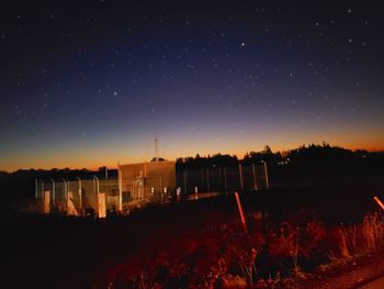 Scenic view of field against sky at night