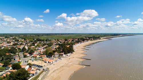 High angle view of beach against sky