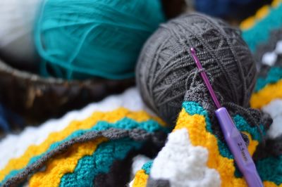 Close-up of multi colored wool