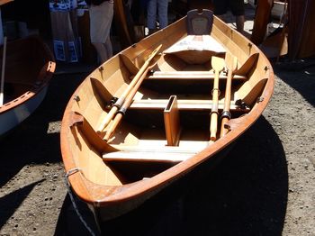 Shadow of man on boat