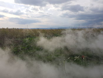 Scenic view of land against sky