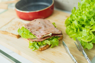 Close-up of food on table