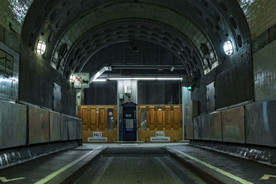 Empty illuminated elbe tunnel