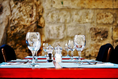 Wineglasses on table