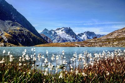 Scenic view of lake against sky
