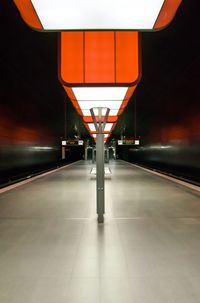 Illuminated railroad station platform
