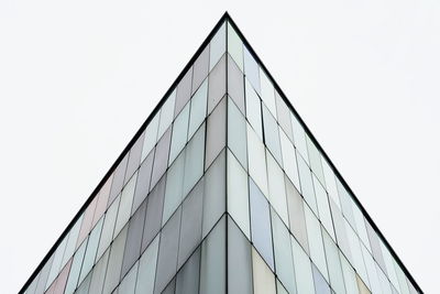 Low angle view of modern building against clear sky