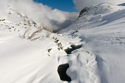 Snow covered mountain against sky