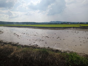 Scenic view of lake against sky