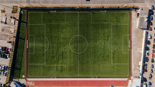 Directly above shot of soccer field