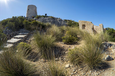 Low angle view of old building against sky