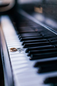 Close-up of piano keys