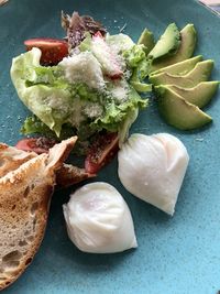 High angle view of breakfast on plate