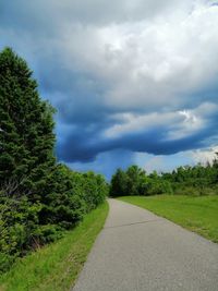 Road amidst trees against sky