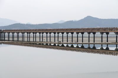 Bridge over river against clear sky