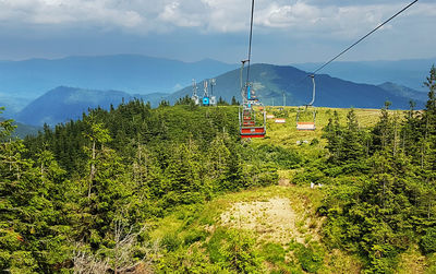 View of overhead cable car against sky