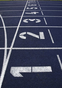 Numbers on sports track
