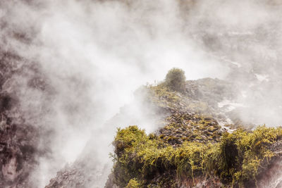 High angle view of mountain during foggy weather