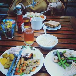 Close-up of food served on table