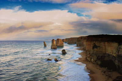 Scenic view of sea against sky at sunset