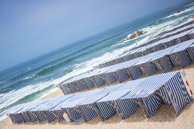 Scenic view of beach against clear sky