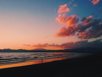 Scenic view of sea at sunset