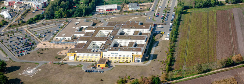 Gifhorn, germany, september 16, 2018,aerial photograph of the hospital of  gifhorn