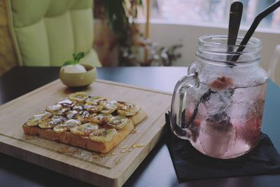 Close-up of food on table