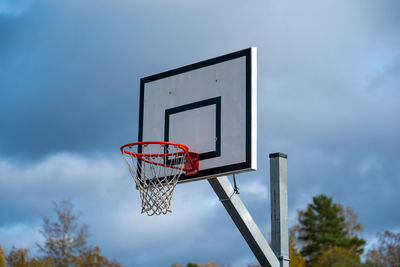 Low angle view of basketball hoop against sky