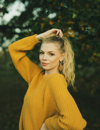 Portrait of woman with yellow hair