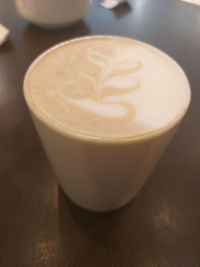 High angle view of cappuccino on table